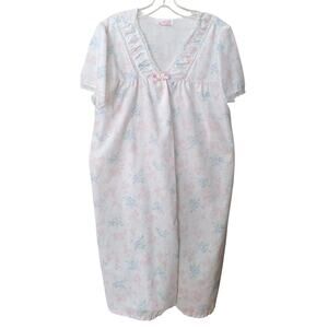 Vtg Carriage Court SEARS 1pc Sleepwear Light Robe Cottage Floral Sz. M 12-14 USA